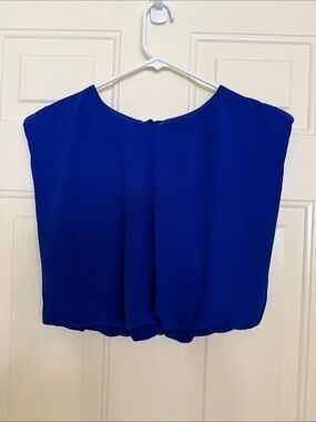 Emerson Lang Cobalt Blue Bubble Hem Tie Back Blouse S